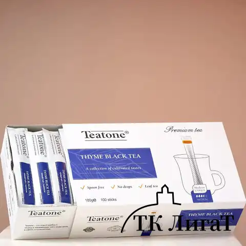 Чай TEATONE, черный с чабрецом, 100 стиков по 1,8 г, картонная коробка, 101