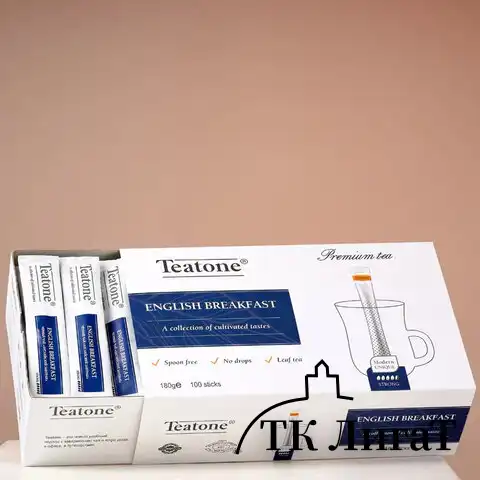 Чай TEATONE "Английский завтрак", 100 стиков по 1,8 г, картонная коробка, 1255