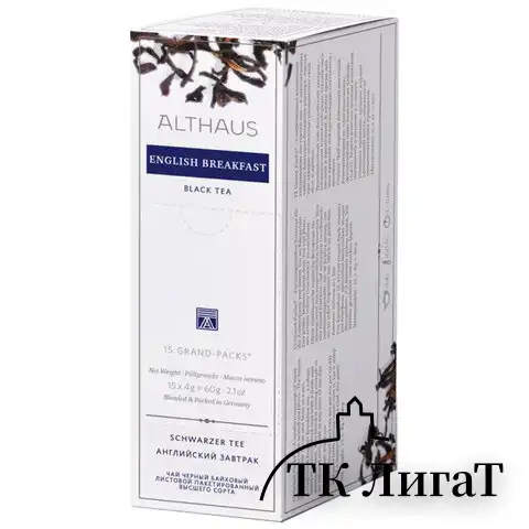 Чай для чайника ALTHAUS "English Breakfast", ГЕРМАНИЯ, черный, 15 пакетиков по 4 г, TALTHB-GP0049