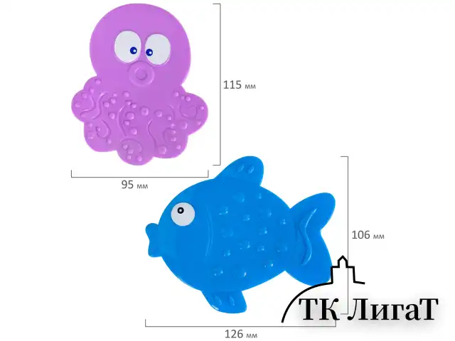 Мини-коврик для ванной набор 4 штуки, АССОРТИ, BRAUBERG KIDS, блистер, 665185