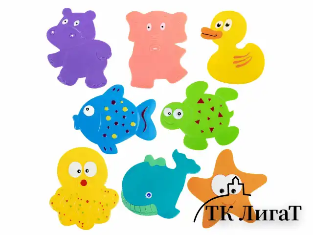 Мини-коврик для ванной набор 8 штук, АССОРТИ, BRAUBERG KIDS, картонная коробка, 665186