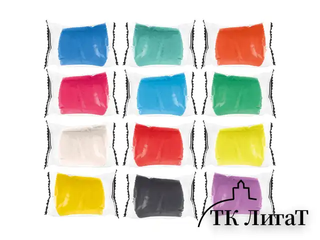 Пластилин-тесто для лепки BRAUBERG KIDS, 12 цветов., 600 г, 6 формочек, 1 скалка, ведерко, 106721