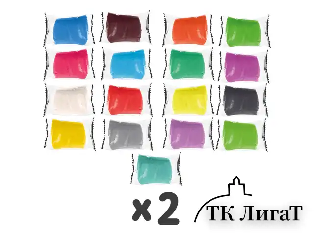 Пластилин-тесто для лепки BRAUBERG KIDS, 34 шт., 1700 г, 2 стека, 10 формочек, 4 штампика, 1 скалка, 10 пакетиков для хранения, 106723