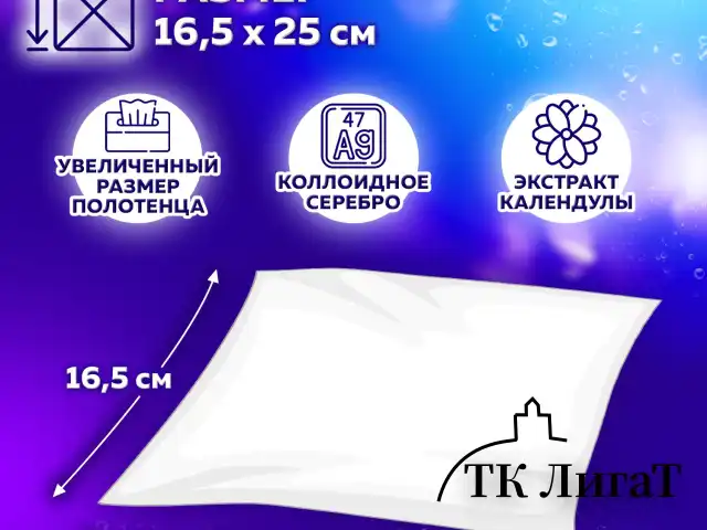 Полотенца влажные 80 шт., БОЛЬШИЕ XXL 16,5х25 см, с аллантоином и коллоидным серебром, LAIMA, 115222