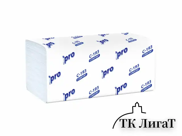 Полотенца бумажные 250 шт., PROtissue (H3) COMFORT, 1-слойные, белые, КОМПЛЕКТ 20 пачек, 22x21, V-сложение, C193