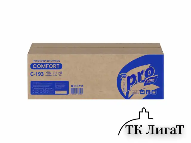 Полотенца бумажные 250 шт., PROtissue (H3) COMFORT, 1-слойные, белые, КОМПЛЕКТ 20 пачек, 22x21, V-сложение, C193