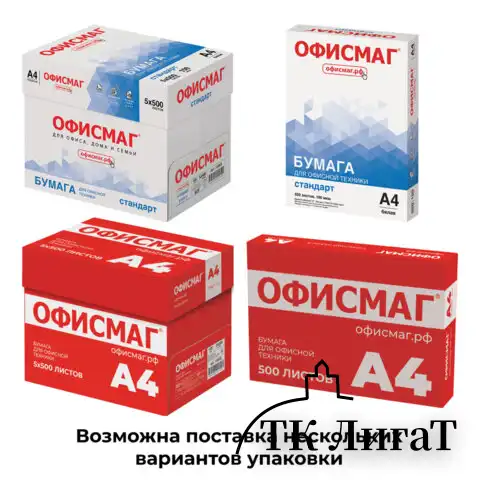 Бумага офисная А4, 80 г/м2, 500 л., марка С, ОФИСМАГ СТАНДАРТ, Россия, 146% (CIE), 110532