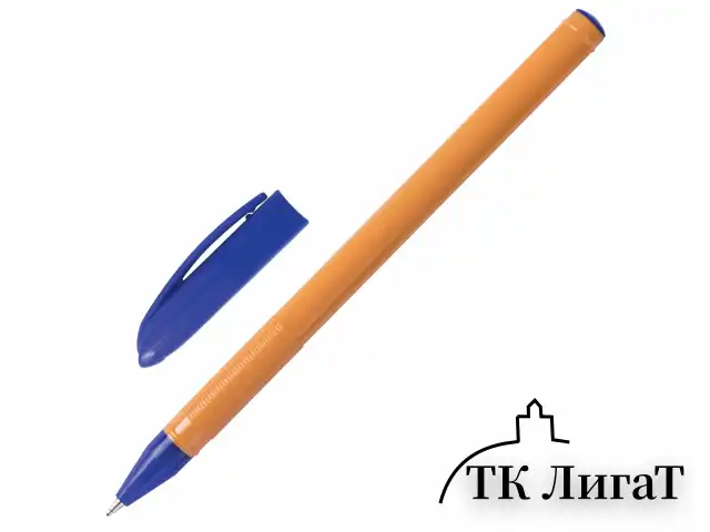 Ручка шариковая масляная ОФИСМАГ, СИНЯЯ, корпус оранжевый, узел 0,7 мм, линия письма 0,35 мм, 143221