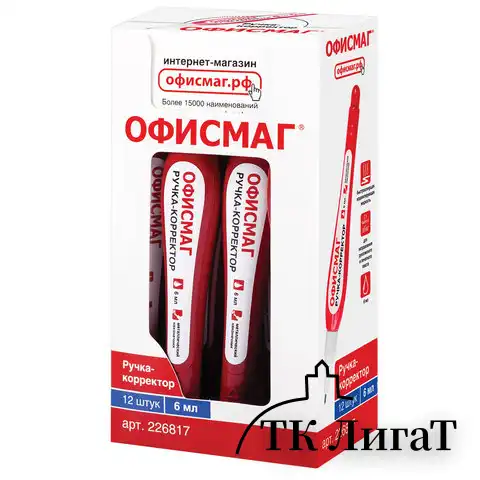 Ручка-корректор ОФИСМАГ, 6 мл, металлический наконечник, 226817