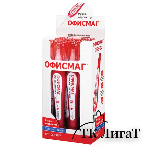 Ручка-корректор ОФИСМАГ, 6 мл, металлический наконечник, 226817
