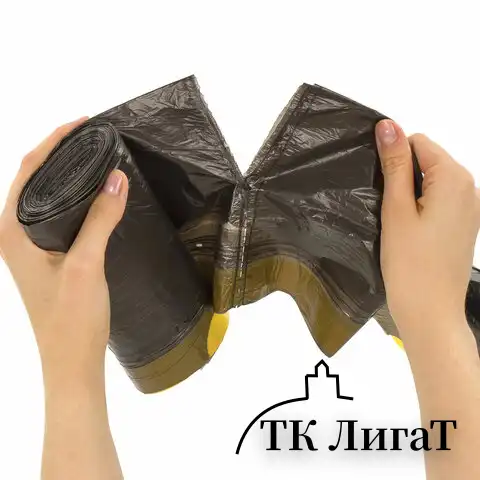 Мешки для мусора с завязками 30 л, черные, в рулоне 30 шт., прочные, ПНД 10 мкм, 45х57 см, ОФИСМАГ, 601396