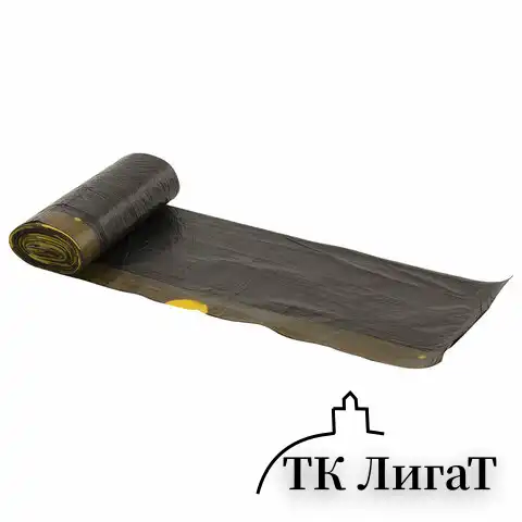 Мешки для мусора с завязками 30 л, черные, в рулоне 30 шт., прочные, ПНД 10 мкм, 45х57 см, ОФИСМАГ, 601396