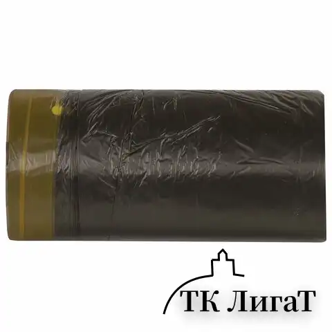 Мешки для мусора с завязками 30 л, черные, в рулоне 30 шт., прочные, ПНД 10 мкм, 45х57 см, ОФИСМАГ, 601396