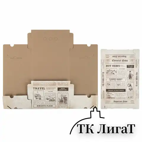 Короб для хранения из плотного микрогофрокартона 330х250х185 мм, КОМПЛЕКТ 4 шт., BRAUBERG HOME "Газета", 271814