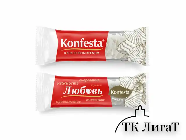 Конфеты KONFESTA со сливочно-кокосовым кремом, вафельные, 150 г, пакет