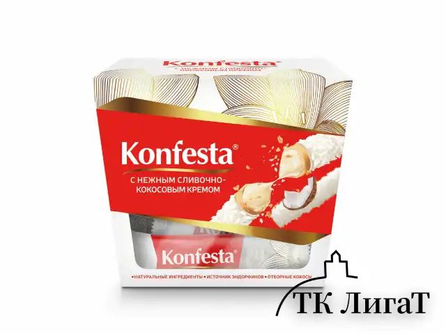 Конфеты KONFESTA со сливочно-кокосовым кремом, вафельные, 150 г, пакет