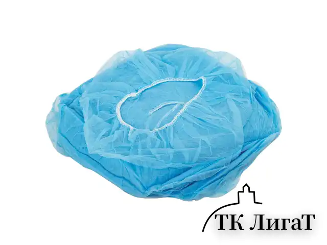 Шапочка берет голубая КОМПЛЕКТ 100 шт. спанбонд 14 г/м2, KLEVER