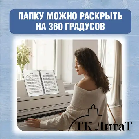 Папка тетрадь для нот А4, 20 вкладышей на 40 страниц, на гребне, пластик, ЧЕРНАЯ, BRAUBERG, 404643