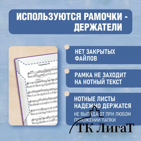 Папка тетрадь для нот А4, 20 вкладышей на 40 страниц, на гребне, пластик, ФИОЛЕТОВАЯ, BRAUBERG, 404644, 404645