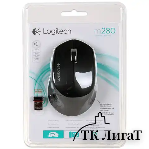 Мышь беспроводная LOGITECH M280, 2 кнопки + 1 колесо-кнопка, оптическая, черная, 910-004287