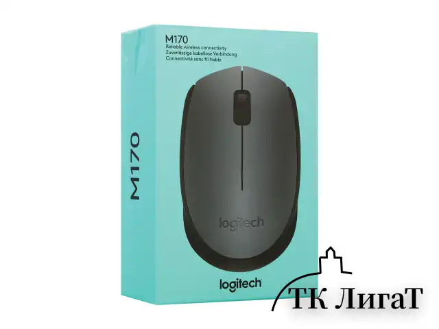 Мышь беспроводная LOGITECH M170, 2 кнопки + 1 колесо-кнопка, оптическая, черная, 910-004642
