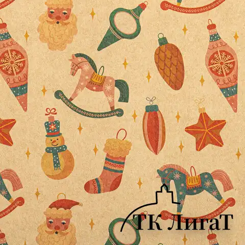 Бумага упаковочная новогодняя "Christmas Kraft", 70х100 см, 10 дизайнов ассорти, ЗОЛОТАЯ СКАЗКА, 592053
