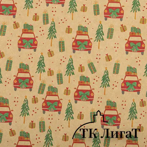 Бумага упаковочная новогодняя "Christmas Kraft", 70х100 см, 10 дизайнов ассорти, ЗОЛОТАЯ СКАЗКА, 592053