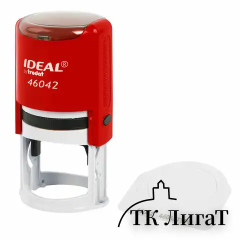 Оснастка для печатей оттиск D=42 мм, синий, TRODAT IDEAL 46042, корпус КРАСНЫЙ, крышка, подушка,125311