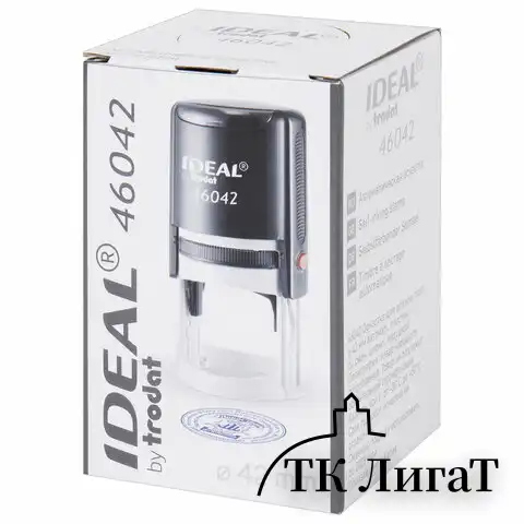 Оснастка для печатей оттиск D=42 мм, синий, TRODAT IDEAL 46042, корпус КРАСНЫЙ, крышка, подушка,125311