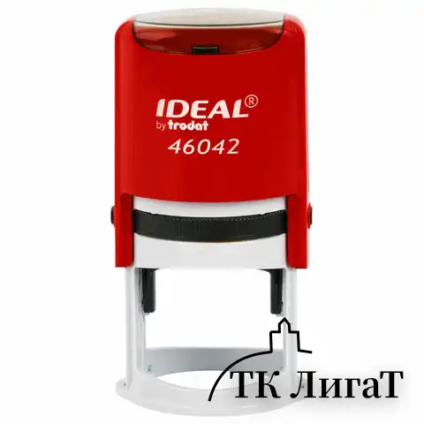 Оснастка для печатей оттиск D=42 мм, синий, TRODAT IDEAL 46042, корпус КРАСНЫЙ, крышка, подушка,125311
