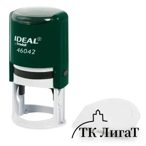 Оснастка для печатей оттиск D=42 мм, синий, TRODAT IDEAL 46042, корпус ИЗУМРУД, крышка, подушка,191407