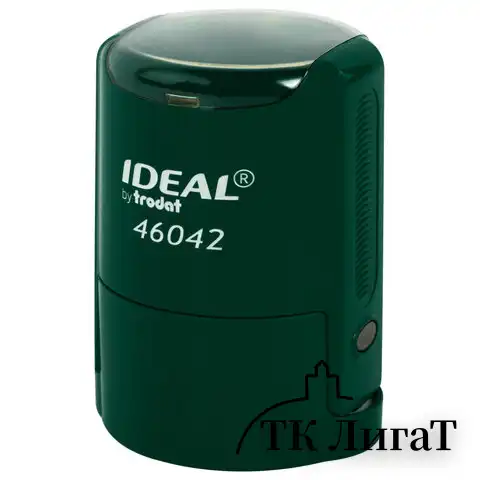 Оснастка для печатей оттиск D=42 мм, синий, TRODAT IDEAL 46042, корпус ИЗУМРУД, крышка, подушка,191407