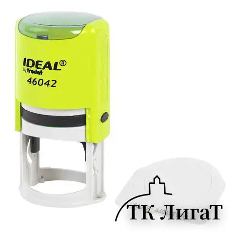 Оснастка для печатей оттиск D=42 мм, синий, TRODAT IDEAL 46042, корпус ЖЕЛТЫЙ, крышка, подушка, 198960