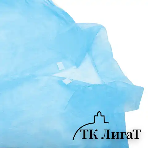 Халат одноразовый голубой на липучке КОМПЛЕКТ 10 шт., XL, 110 см, резинка, 20 г/м2, СНАБЛАЙН