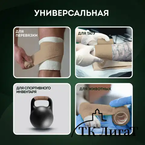 Бинт эластичный бандажный защитный самофиксирующийся, 4,5 м х 10 см, 1 рулон, бежевый, DASWERK, 680043