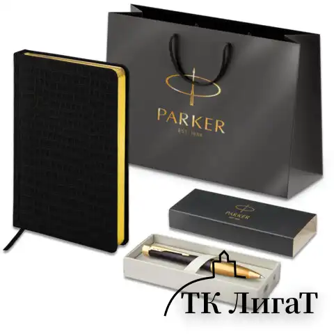 Ручка шариковая Parker "Urban Twist Black GT", ежедневник А5 черный, пакет, 880898