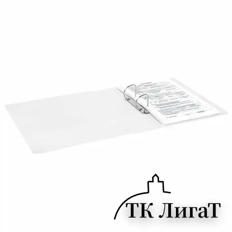 Папка ПАНОРАМА на 2 кольцах, ПРОЧНАЯ, картон/ПВХ, BRAUBERG "Office", БЕЛАЯ, 65 мм, до 400 листов, 271847