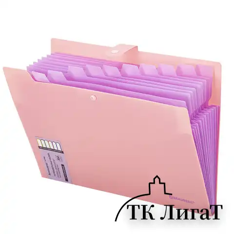 Папка-органайзер на кнопке 12 отделений, BRAUBERG "Extra", А4, персиковая с лавандовым, 271931