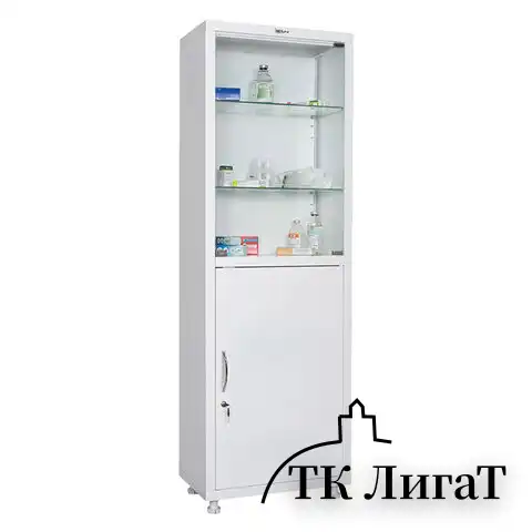 Шкаф медицинский 1-створчатый HILFE "МД 1 1760/SG" 1850х600х400 мм, стекло, белый, S26199204509