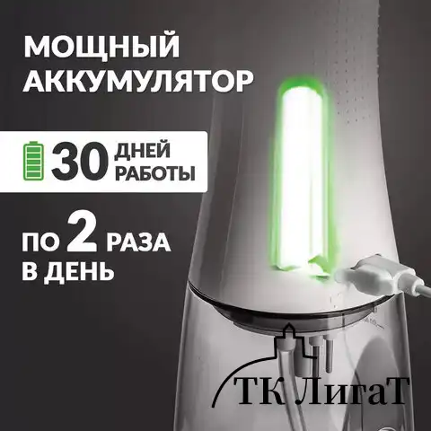Ирригатор для полости рта ASIACARE PRO+, портативный, емкость резервуара 0,35 л, 14 насадок, белый, Asia_30