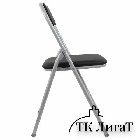 Стул складной BRABIX "Golf CF-007", серебристый каркас, кожзам чёрный, 532891