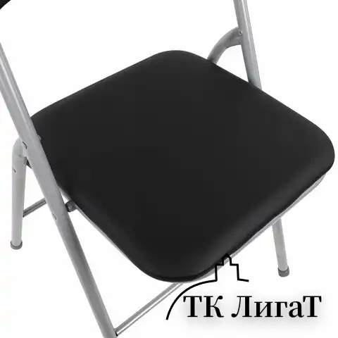 Стул складной BRABIX "Golf CF-007", серебристый каркас, кожзам чёрный, 532891