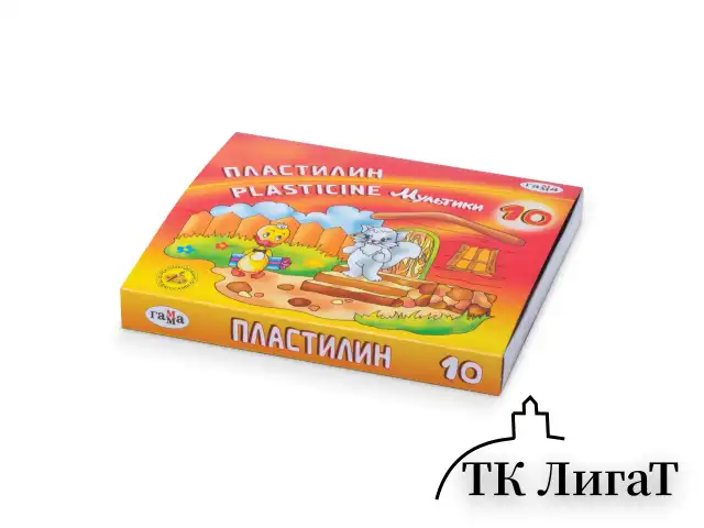 Пластилин классический ГАММА "Мультики", 10 цветов, 200 г, со стеком, картонная упаковка, 280017/281017