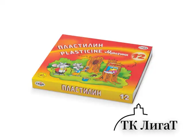 Пластилин классический ГАММА "Мультики", 12 цветов, 240 г, со стеком, картонная упаковка, 280018/281018