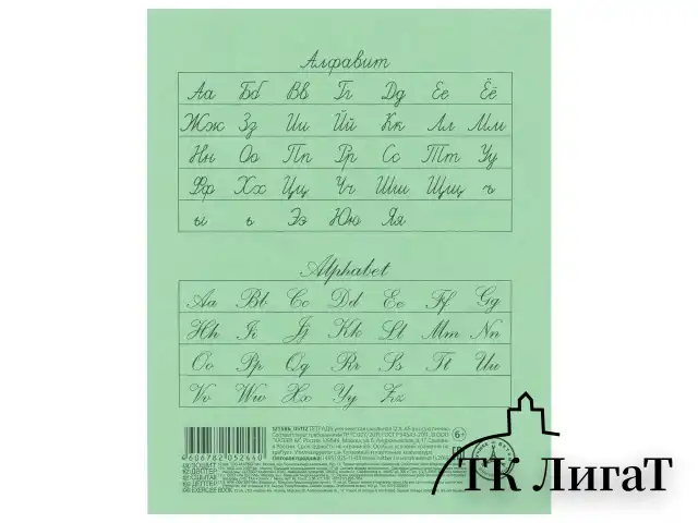 Тетрадь ЗЕЛЁНАЯ обложка 12 л., косая линия с полями, офсет, "HATBER", 013946, 12Т5B6_05112