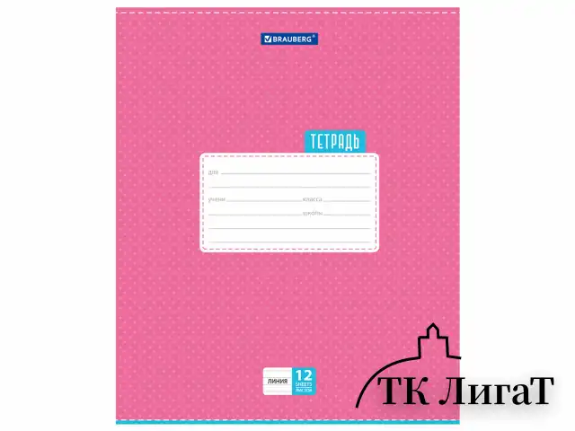 Тетрадь 12 л. BRAUBERG, линия, обложка картон, ТОЧКИ, 103027