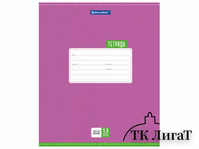 Тетрадь 12 л. BRAUBERG, косая линия, обложка картон, ТОЧКИ, 103033