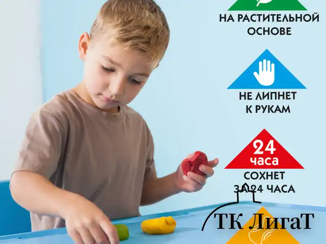 Пластилин на растительной основе (тесто для лепки) ПИФАГОР, 5 цветов, 450 г, картонный рукав, 104438
