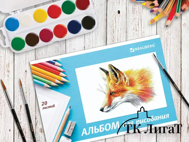 Альбом для рисования, А4, 20 л., скоба, обложка картон, BRAUBERG, 200х283 мм, "Я рисую мир" (2 вида), 104872
