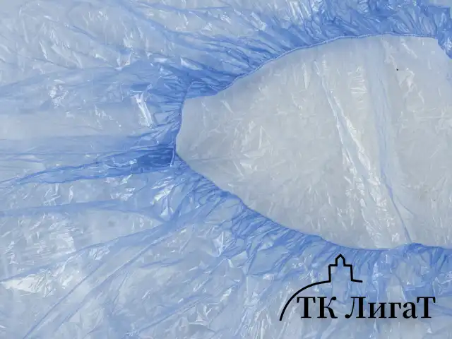 Бахилы КОМПЛЕКТ 100 штук (50 пар) в упаковке, ЭКОНОМ, размер 40х14 см, 1,8 г, ПНД, ЛЮБАША, 104978